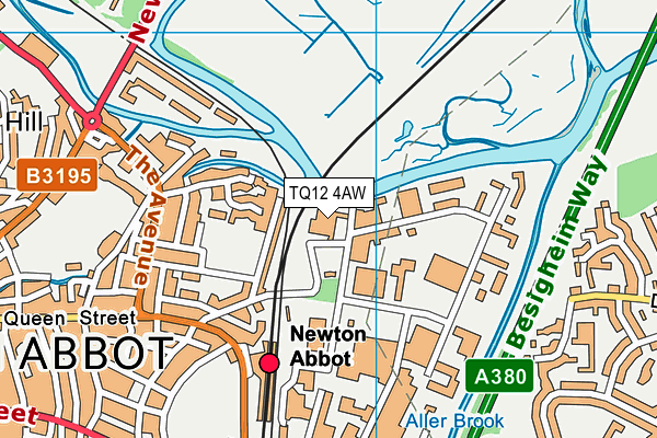TQ12 4AW map - OS VectorMap District (Ordnance Survey)