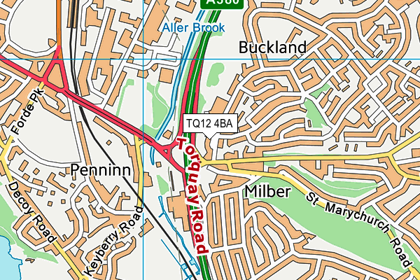 TQ12 4BA map - OS VectorMap District (Ordnance Survey)