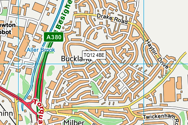 TQ12 4BE map - OS VectorMap District (Ordnance Survey)