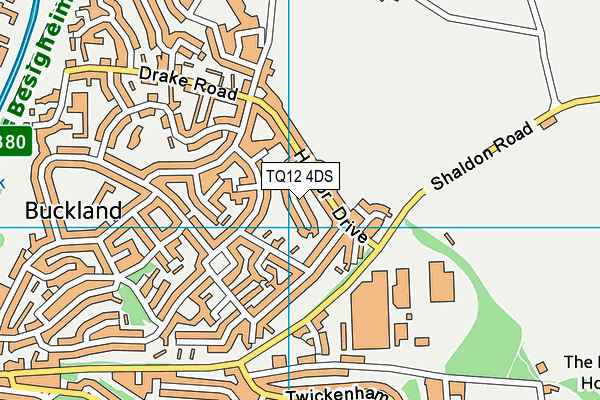 TQ12 4DS map - OS VectorMap District (Ordnance Survey)