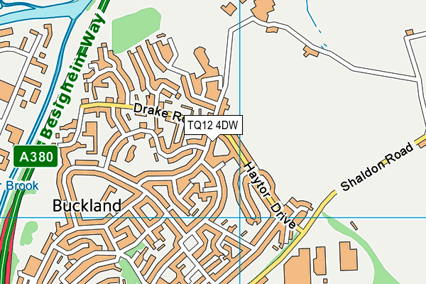 TQ12 4DW map - OS VectorMap District (Ordnance Survey)