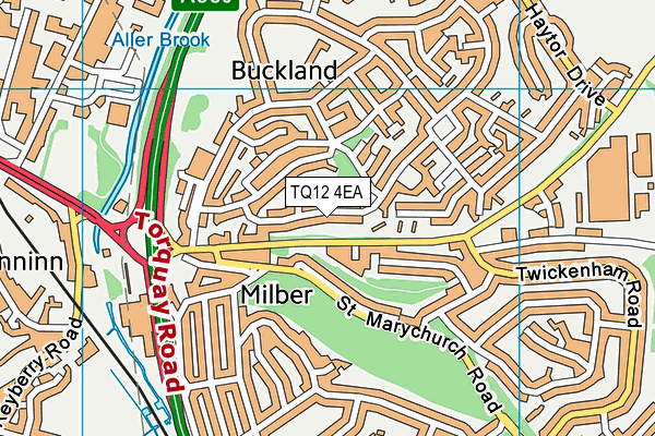 TQ12 4EA map - OS VectorMap District (Ordnance Survey)