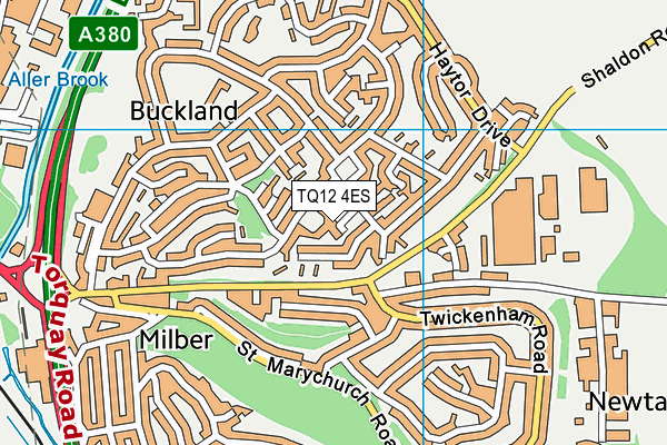 TQ12 4ES map - OS VectorMap District (Ordnance Survey)