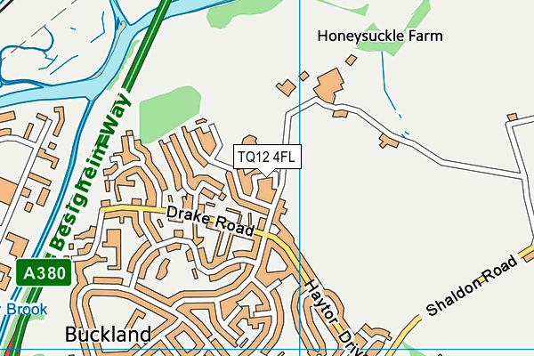 TQ12 4FL map - OS VectorMap District (Ordnance Survey)