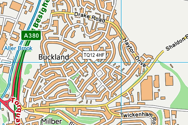 TQ12 4HF map - OS VectorMap District (Ordnance Survey)