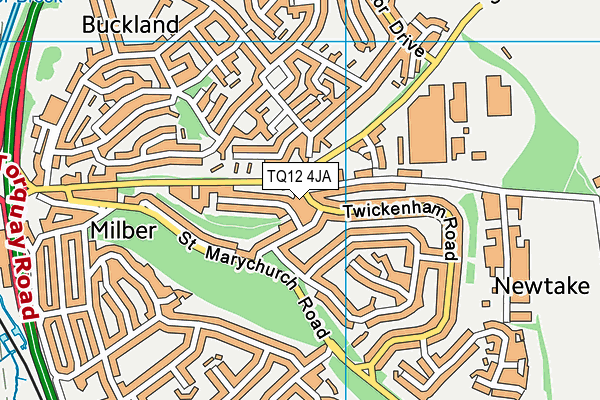 TQ12 4JA map - OS VectorMap District (Ordnance Survey)