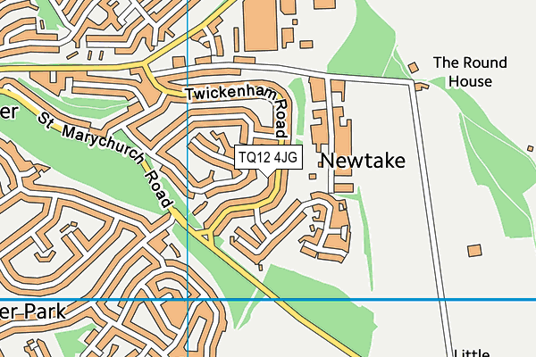TQ12 4JG map - OS VectorMap District (Ordnance Survey)
