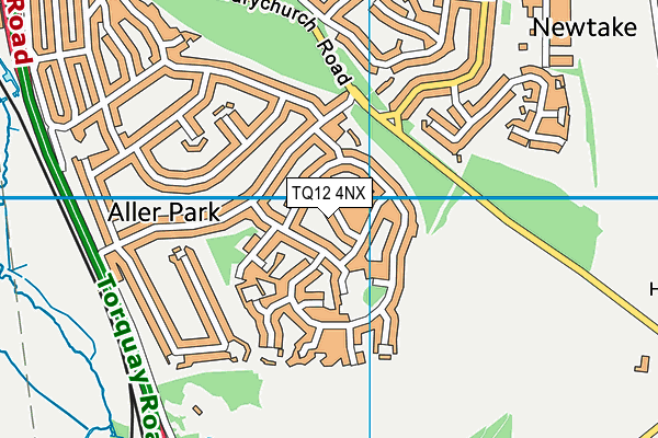 TQ12 4NX map - OS VectorMap District (Ordnance Survey)