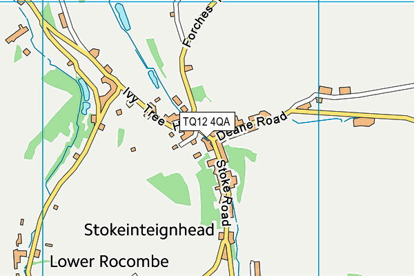 TQ12 4QA map - OS VectorMap District (Ordnance Survey)