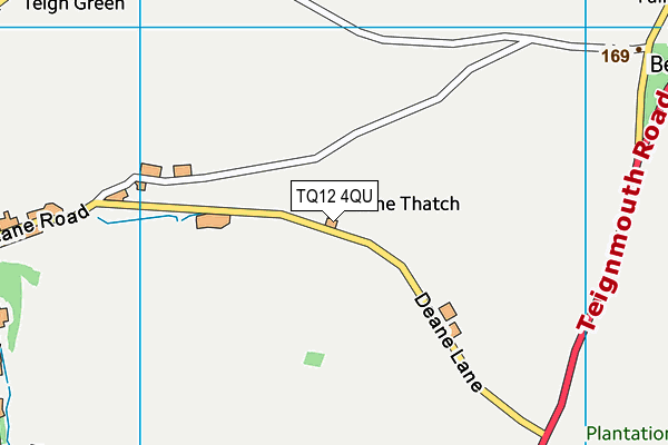 TQ12 4QU map - OS VectorMap District (Ordnance Survey)