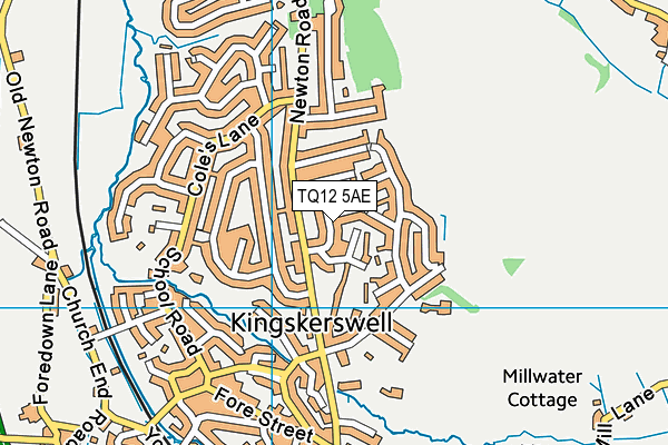 TQ12 5AE map - OS VectorMap District (Ordnance Survey)