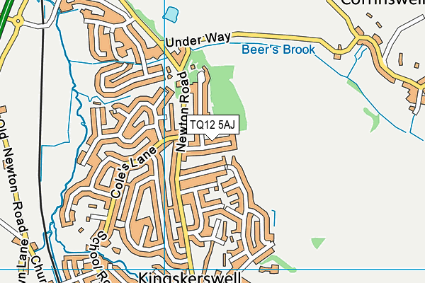 TQ12 5AJ map - OS VectorMap District (Ordnance Survey)