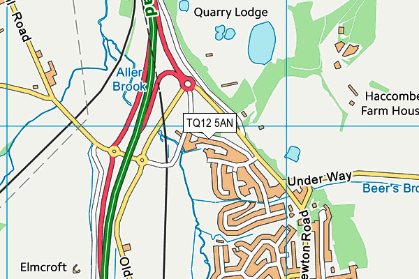 TQ12 5AN map - OS VectorMap District (Ordnance Survey)