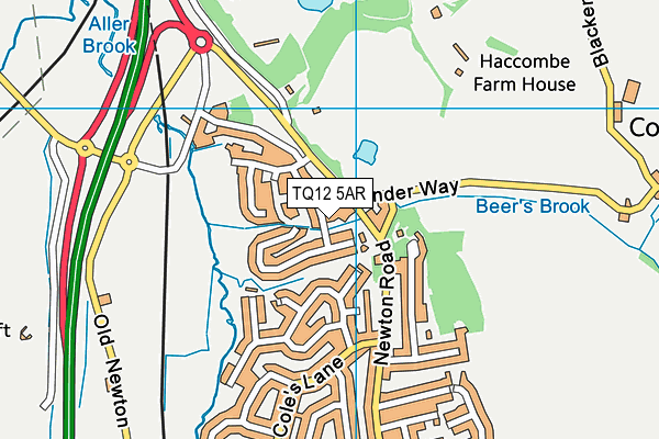 TQ12 5AR map - OS VectorMap District (Ordnance Survey)