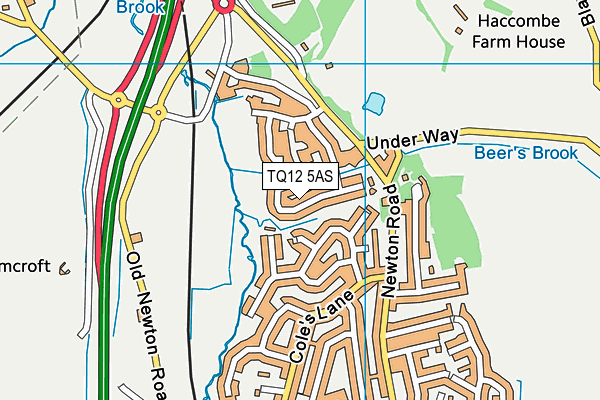 TQ12 5AS map - OS VectorMap District (Ordnance Survey)