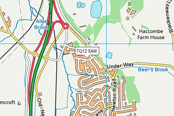 TQ12 5AW map - OS VectorMap District (Ordnance Survey)