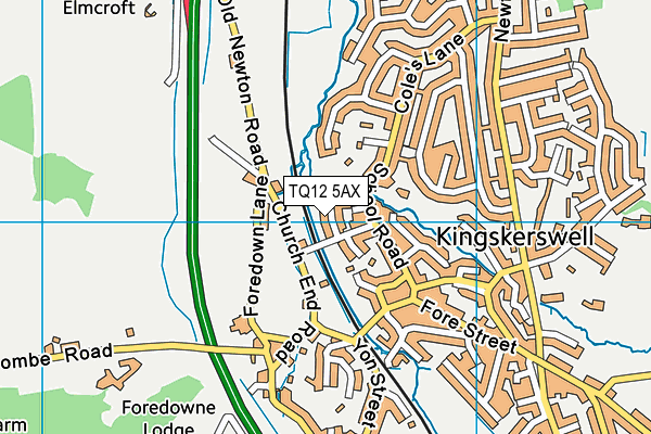 TQ12 5AX map - OS VectorMap District (Ordnance Survey)
