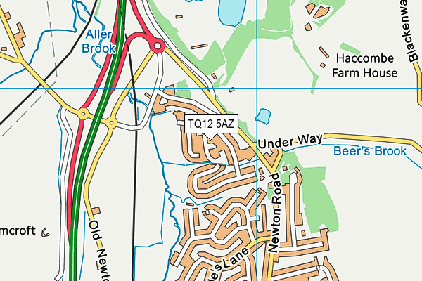 TQ12 5AZ map - OS VectorMap District (Ordnance Survey)