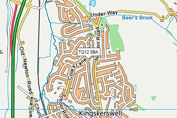 TQ12 5BA map - OS VectorMap District (Ordnance Survey)