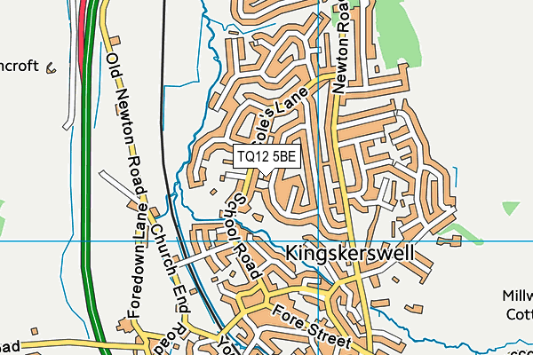 TQ12 5BE map - OS VectorMap District (Ordnance Survey)