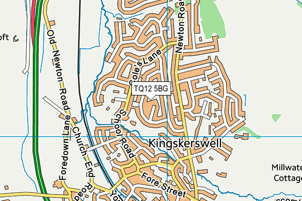TQ12 5BG map - OS VectorMap District (Ordnance Survey)