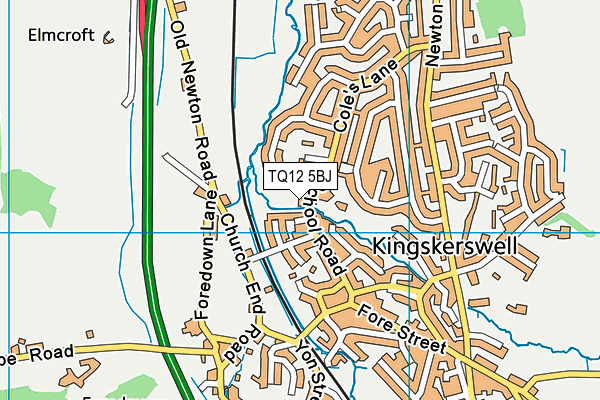 TQ12 5BJ map - OS VectorMap District (Ordnance Survey)