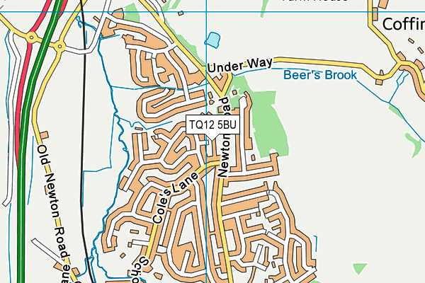 TQ12 5BU map - OS VectorMap District (Ordnance Survey)