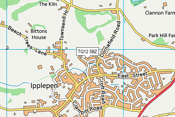 TQ12 5BZ map - OS VectorMap District (Ordnance Survey)