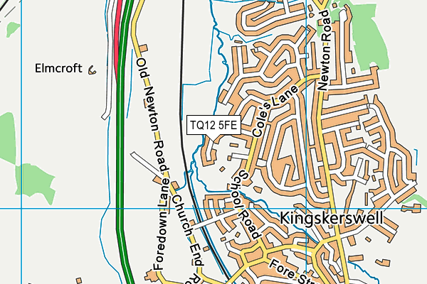 TQ12 5FE map - OS VectorMap District (Ordnance Survey)
