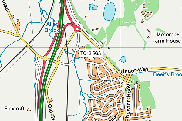 TQ12 5GA map - OS VectorMap District (Ordnance Survey)