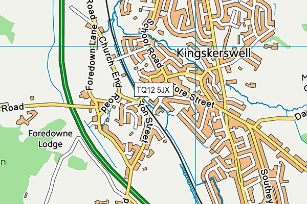 TQ12 5JX map - OS VectorMap District (Ordnance Survey)