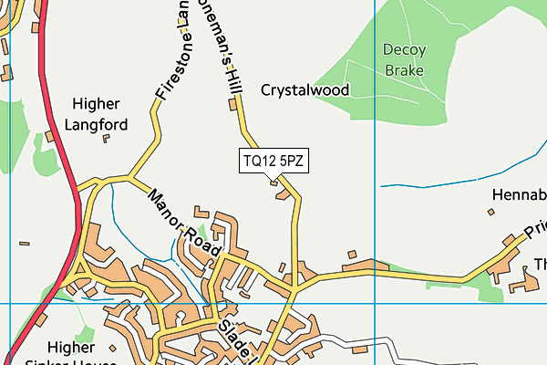 TQ12 5PZ map - OS VectorMap District (Ordnance Survey)