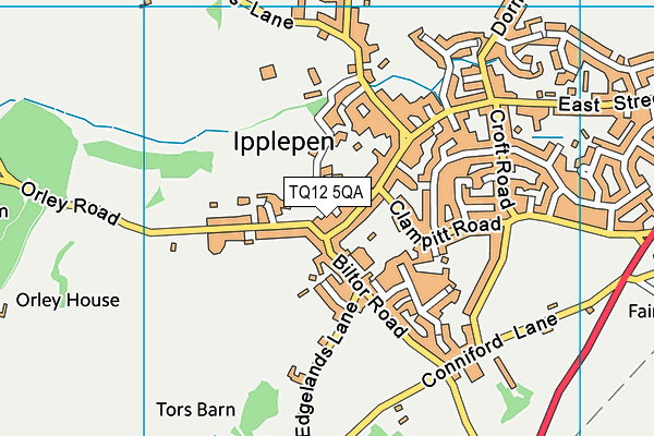 TQ12 5QA map - OS VectorMap District (Ordnance Survey)