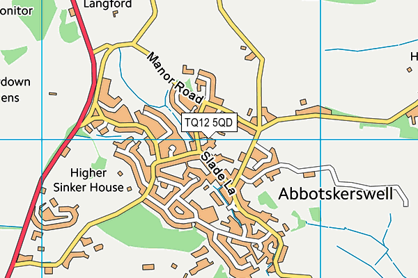 TQ12 5QD map - OS VectorMap District (Ordnance Survey)