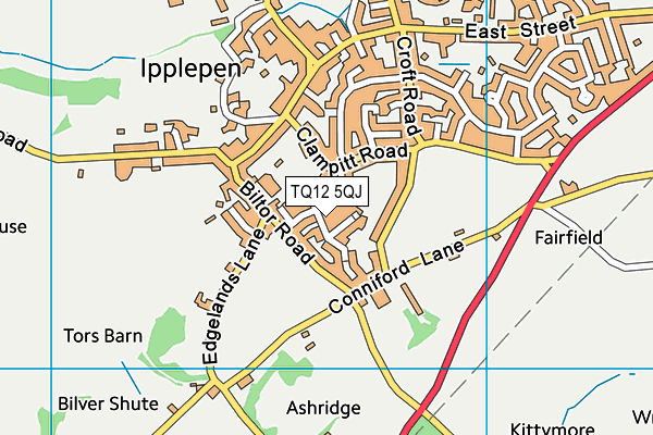 TQ12 5QJ map - OS VectorMap District (Ordnance Survey)