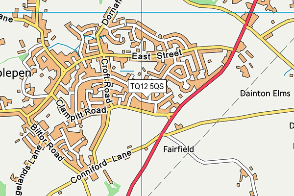 TQ12 5QS map - OS VectorMap District (Ordnance Survey)