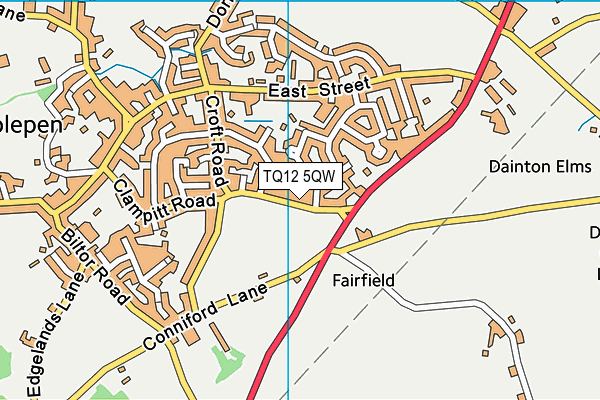 TQ12 5QW map - OS VectorMap District (Ordnance Survey)