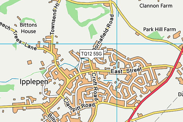 TQ12 5SG map - OS VectorMap District (Ordnance Survey)