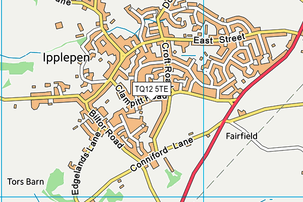 TQ12 5TE map - OS VectorMap District (Ordnance Survey)