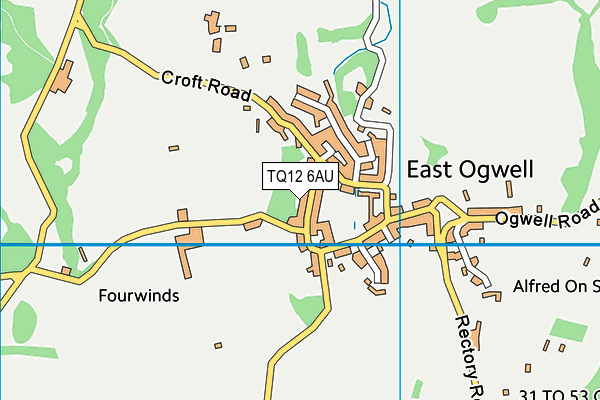 TQ12 6AU map - OS VectorMap District (Ordnance Survey)