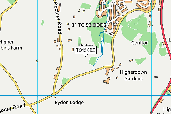 TQ12 6BZ map - OS VectorMap District (Ordnance Survey)