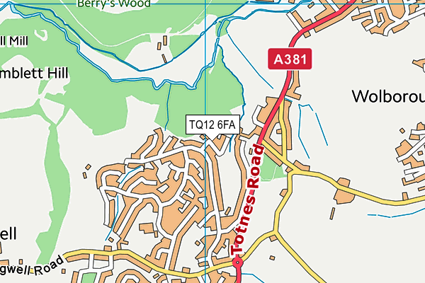 TQ12 6FA map - OS VectorMap District (Ordnance Survey)