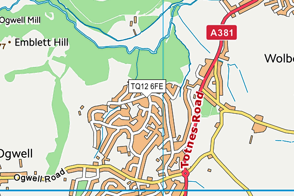 TQ12 6FE map - OS VectorMap District (Ordnance Survey)