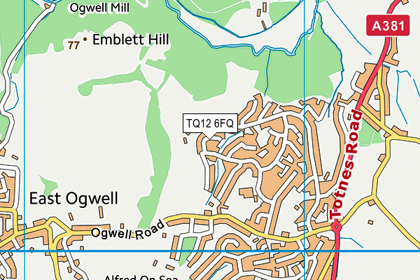 TQ12 6FQ map - OS VectorMap District (Ordnance Survey)