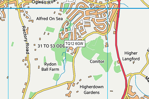 TQ12 6GW map - OS VectorMap District (Ordnance Survey)