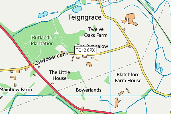 TQ12 6PX map - OS VectorMap District (Ordnance Survey)