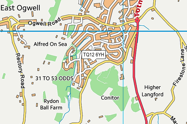 TQ12 6YH map - OS VectorMap District (Ordnance Survey)