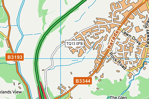 TQ13 0FB map - OS VectorMap District (Ordnance Survey)