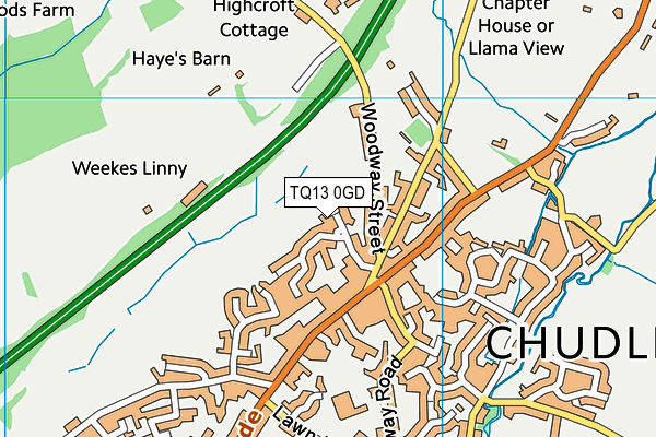 TQ13 0GD map - OS VectorMap District (Ordnance Survey)