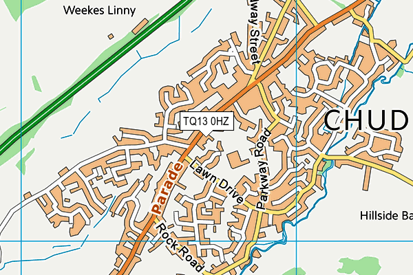 TQ13 0HZ map - OS VectorMap District (Ordnance Survey)